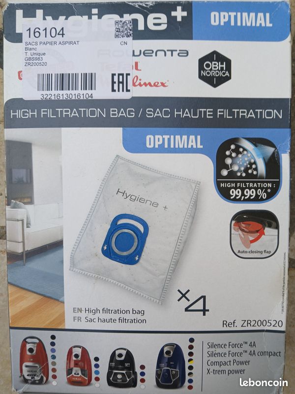 Sacs aspirateur Hygiène optimal Rowenta (x 7) Électroménager