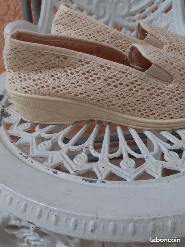 Chaussure femme toile crème P 40 (image 2)