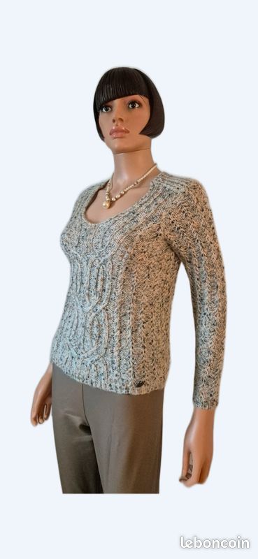 Pull Court DDP Noir/écru Pour Femme - Taille XS, Occasion Très Bon état, Matière Acrylique/mohair