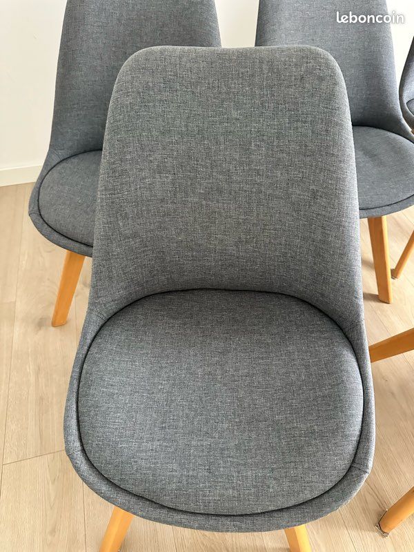 Chaises en tissu gris foncé et hêtre (image 2)