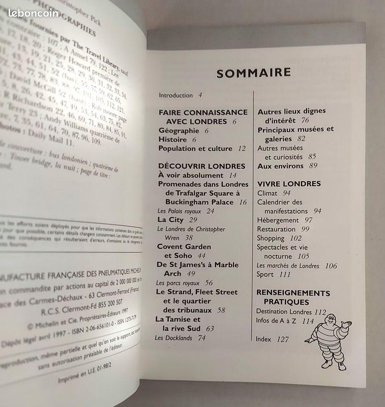 Livre Escapade à Londres 128 pages Michelin très bon état (image 3)