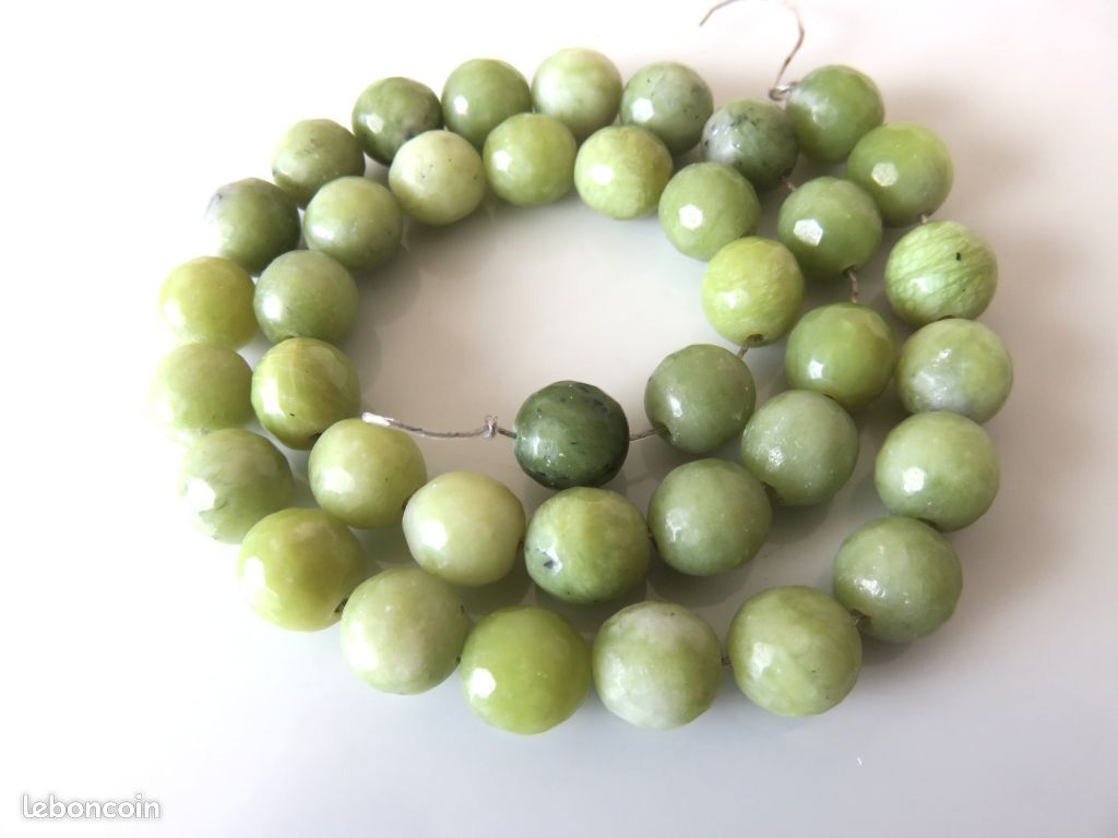 20 Perles En Pierre De Jade Citron - Boules De 6mm - Pour Création De Bijoux