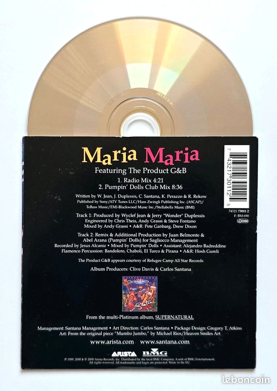 SANTANA - Maria Maria (CD Single 2 Titres) (image 2)