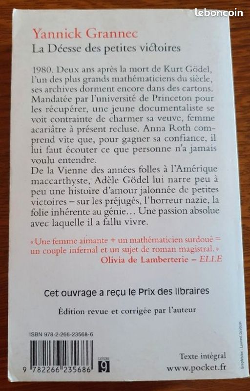 Livre des Éditions Pocket La déesse des petites victoires de Yannick Grannec (roman)
La déesse des petites victoires de Yannick Grannec (roman) (image 2)
