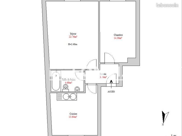 Appartement a louer mulhouse - 2 pièce(s) - 59 m2 - Surfyn