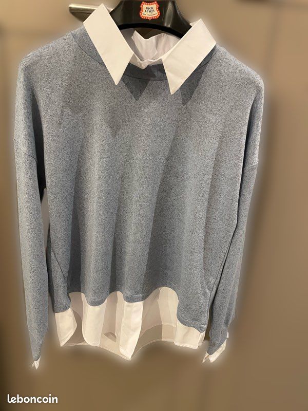 Pull 2 En 1 Avec Col Chemise - Taille S, Comme Neuf, Sans étiquettes