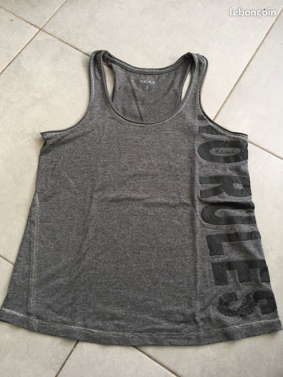 Tee shirt gris clair petite bretelle marque kookai (taille S) (image 1)