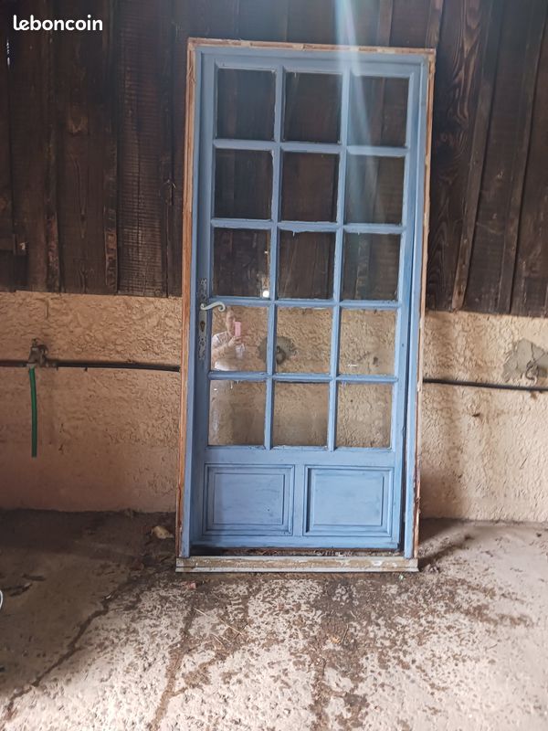 Lapeyre porte fenêtre extérieur avec cadre 95 cm de large avec simple vitrage petits carreaux (image 1)