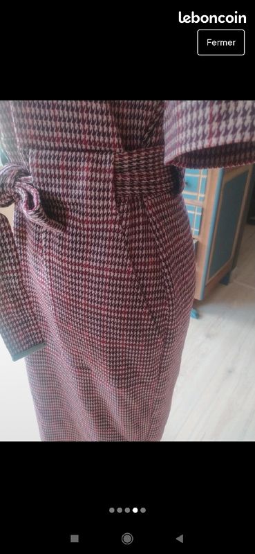 Superbe robe pied de poule rouge style vintage next taille 38 (image 4)