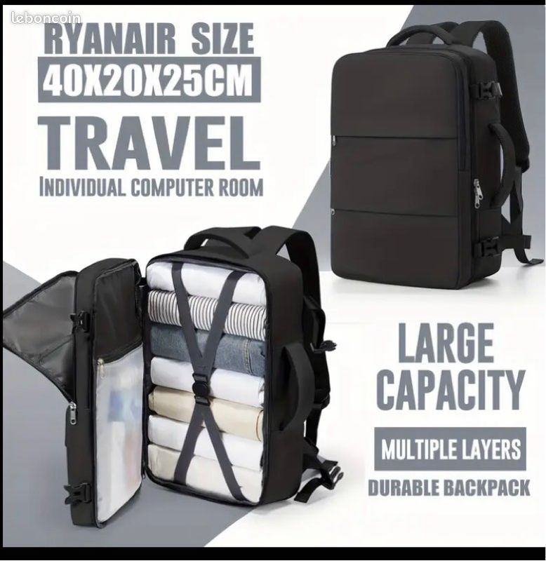 Sac à dos de voyage format cabine avion pour Ryanair, EasyJet