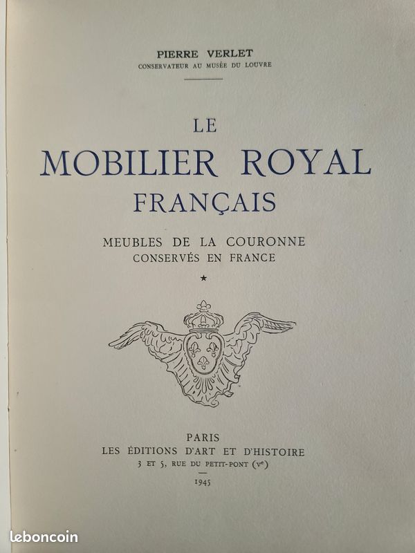 Le mobilier royal français, Pierre Verlet (Les éditions d'Art et d'Histoire, 1945) (image 2)