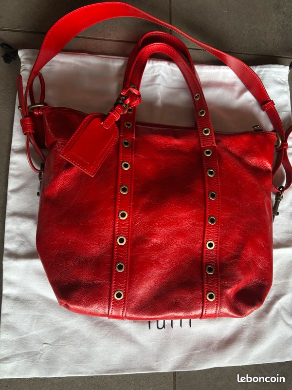Sc cabas Vanessa Bruno cuir rouge Accessoires Bagagerie