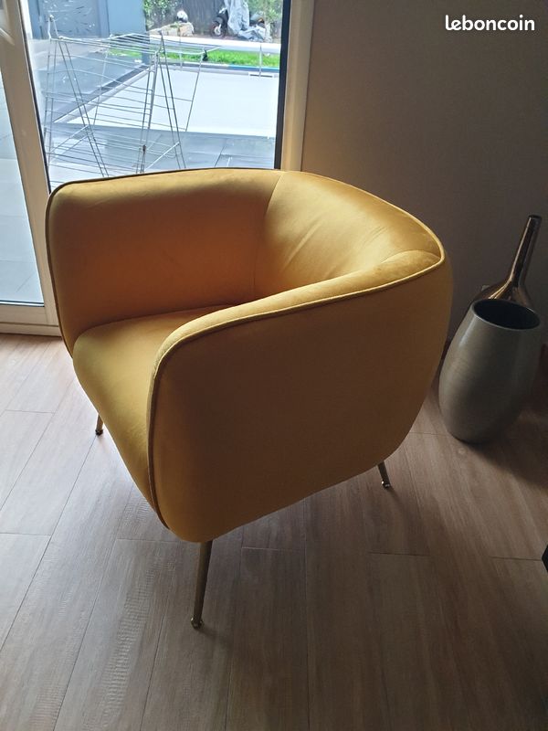 Fauteuil moutarde NEUF (image 3)