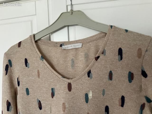 Pull Manches 3/4 Armand Thiery Taille 2 (38/40) - Occasion Excellent état, Rose Avec Strass Aux Manches Et Col