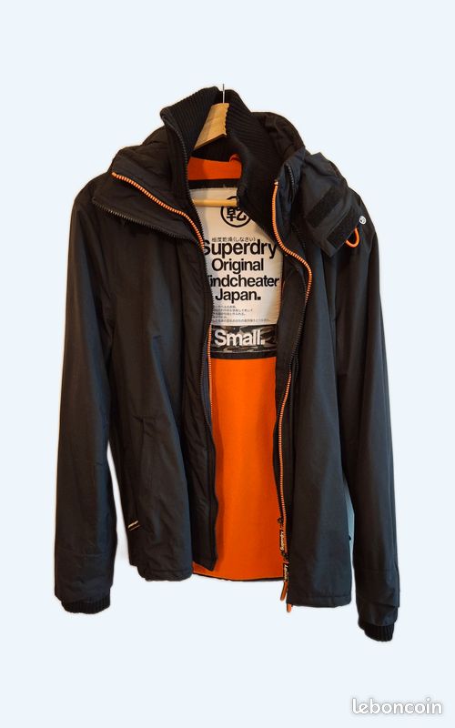 Capuche Veste Superdry Noir Et Orange Parka Superdry Noire Et