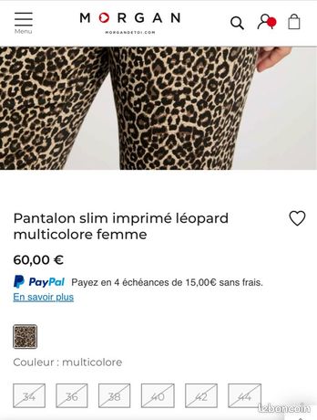 Pantalon Jean H&M Taille 38 - Style Skinny, Imprimé Léopard - Très Bon état