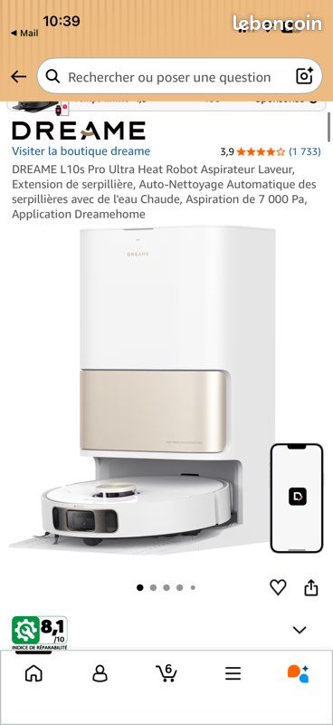 Dreame robot aspirateur/laveur (image 1)