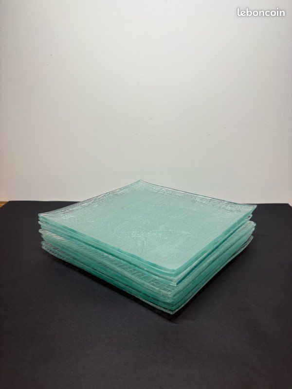Service d’assiettes en verre texturé (20 pièces) (image 2)