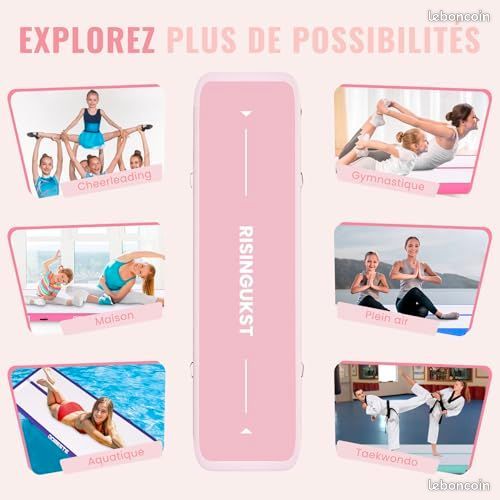 Tapis Gonflable Evoland Airtrack 300 X 100 Cm - Rose - Avec Pompe - Occasion Très Bon état
