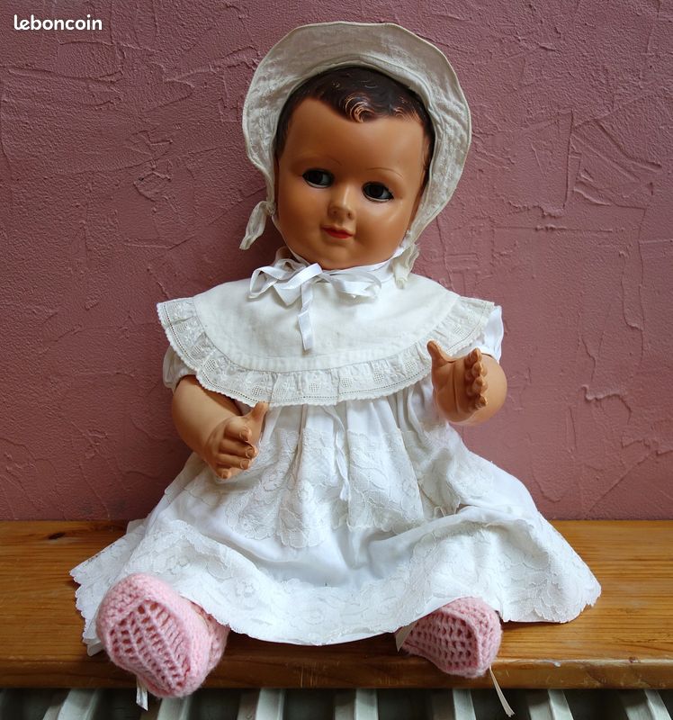 Poupon Baigneur Petitcollin Celluloïd - Poinçon Tête D'Aigle - 39 Cm - Vintage