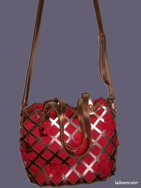 Lollipops sac a main bandouliere rouge et doré en