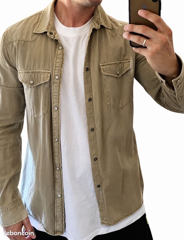 Surchemise (veste-chemise) Celio beige sable 100 % coton – Taille XL (44) – Très bon état (image 1)