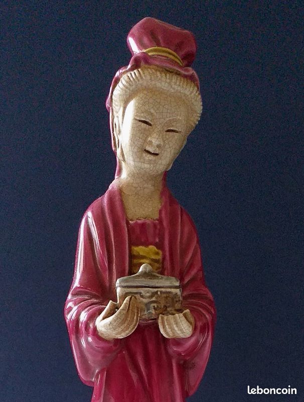 Sculpture ancienne Chinoise porcelaine craquelée polychromes (image 1)