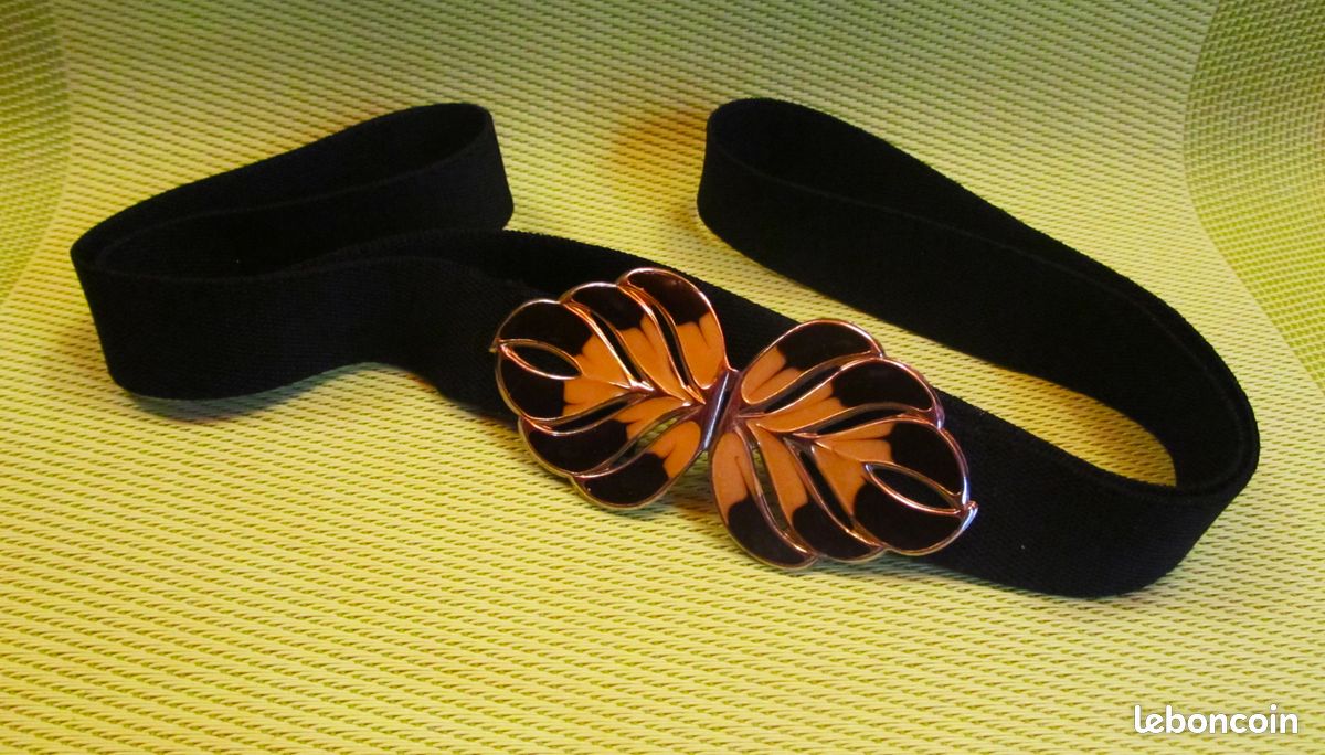 Ceinture élastique noire / boucle métallique (image 2)