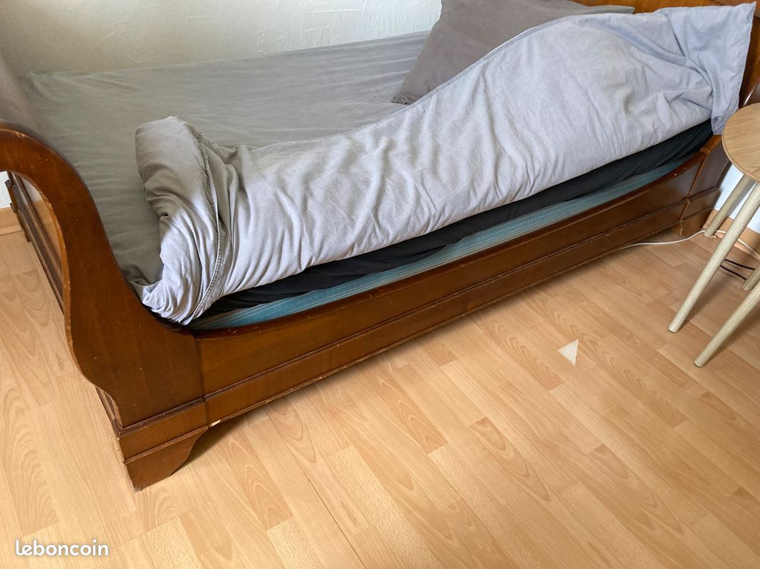 Lit 1 place 90 cm en Noyer massif (image 6)