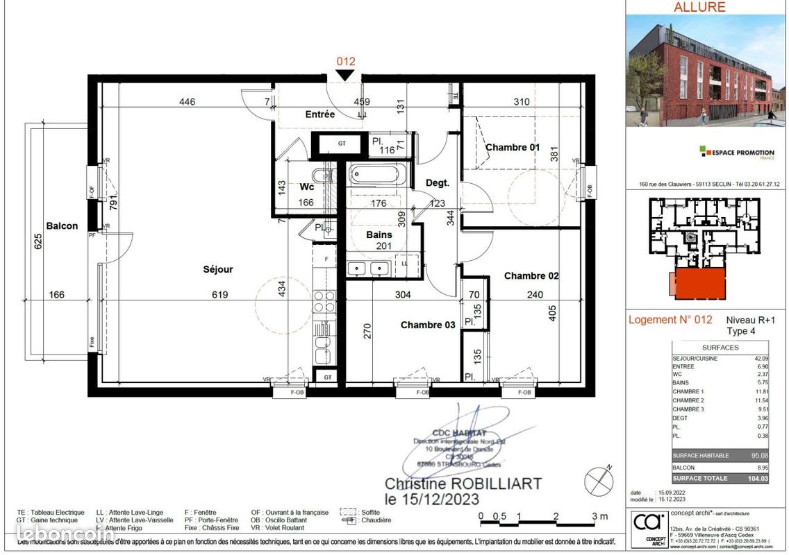Appartement 4 pièces 95 m² · à Roubaix · 95 m² · 1 021 €/mois