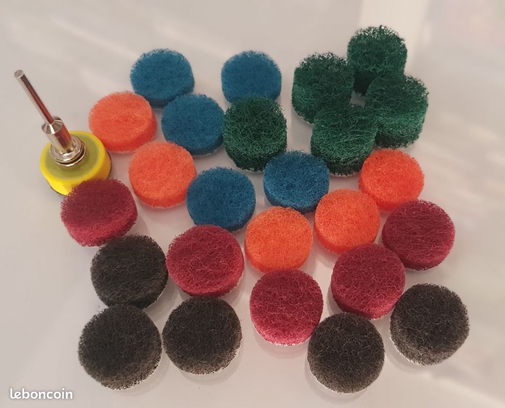 Kit de récurage 25 éponges abrasives rotatives pour mini perceuse type Dremel (image 10)