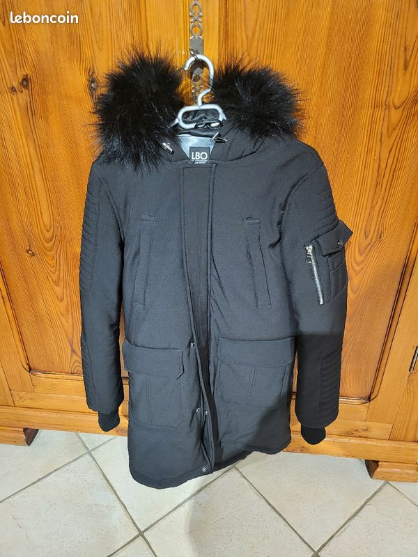 Fourrure Veste La Boutique Officielle Parka Homme LBO Noire Vêtements