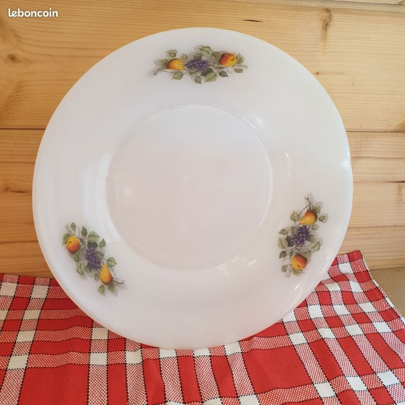 3 ASSIETTES CREUSES décor fruits Arcopal/VINTAGE/french antique plate EUR 11,00 - FR