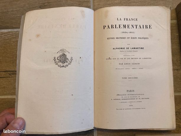 Alphonse de Lamartine - La France parlementaire (1834-1851) - 1865 