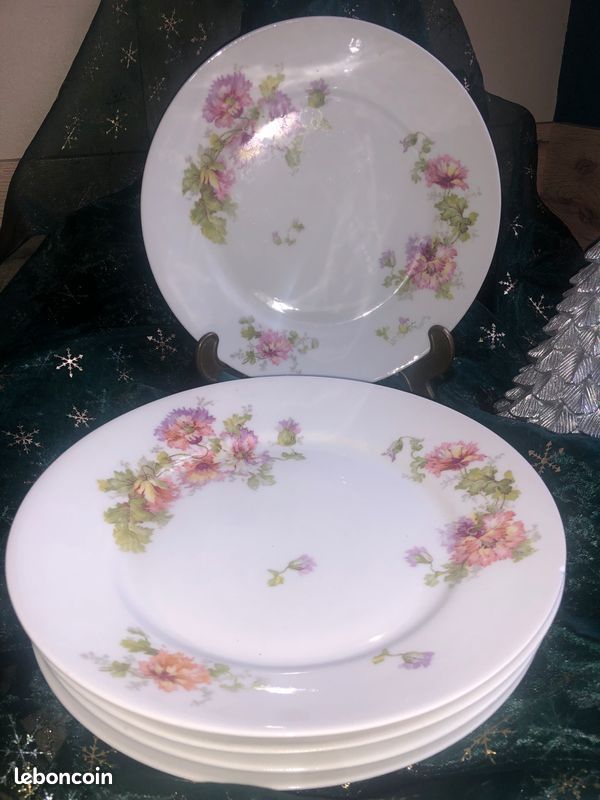 5 assiettes plates anciennes Art Nouveau (image 1)