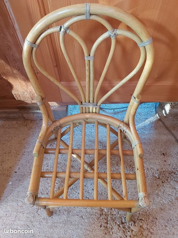 Chaise rotin cérusée naturel et vert (image 4)