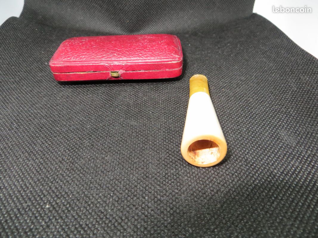 Porte fume cigarette ambre ancien vintage 1950 cuir (image 3)