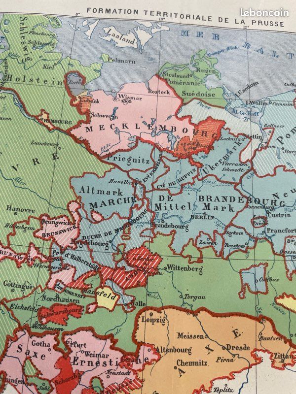 Carte géographique ancienne de la Prusse