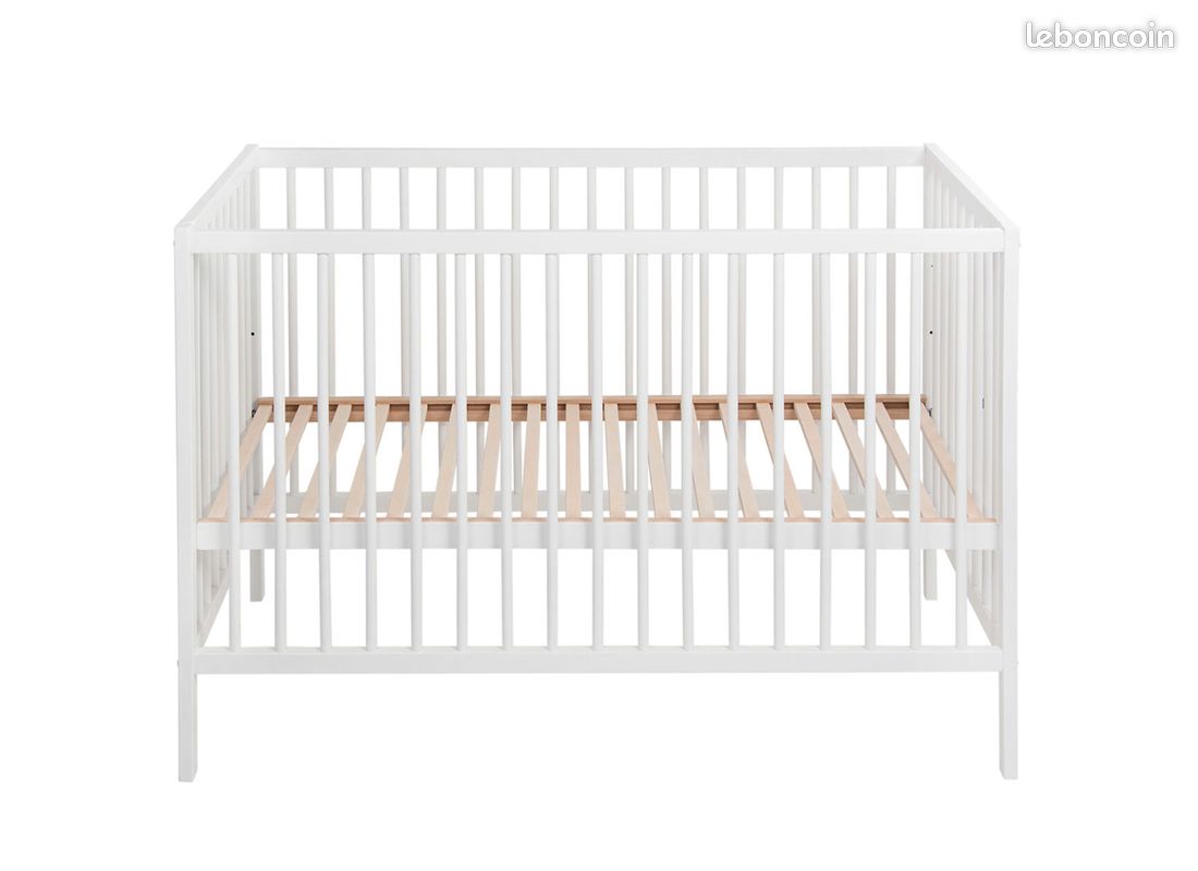 Lit bébé à barreaux en bois blanc 3 niveaux (image 2)