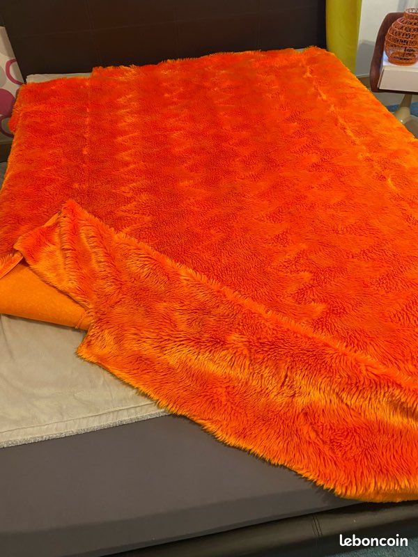 Authentique Couvre lit orange parure lit des années 70