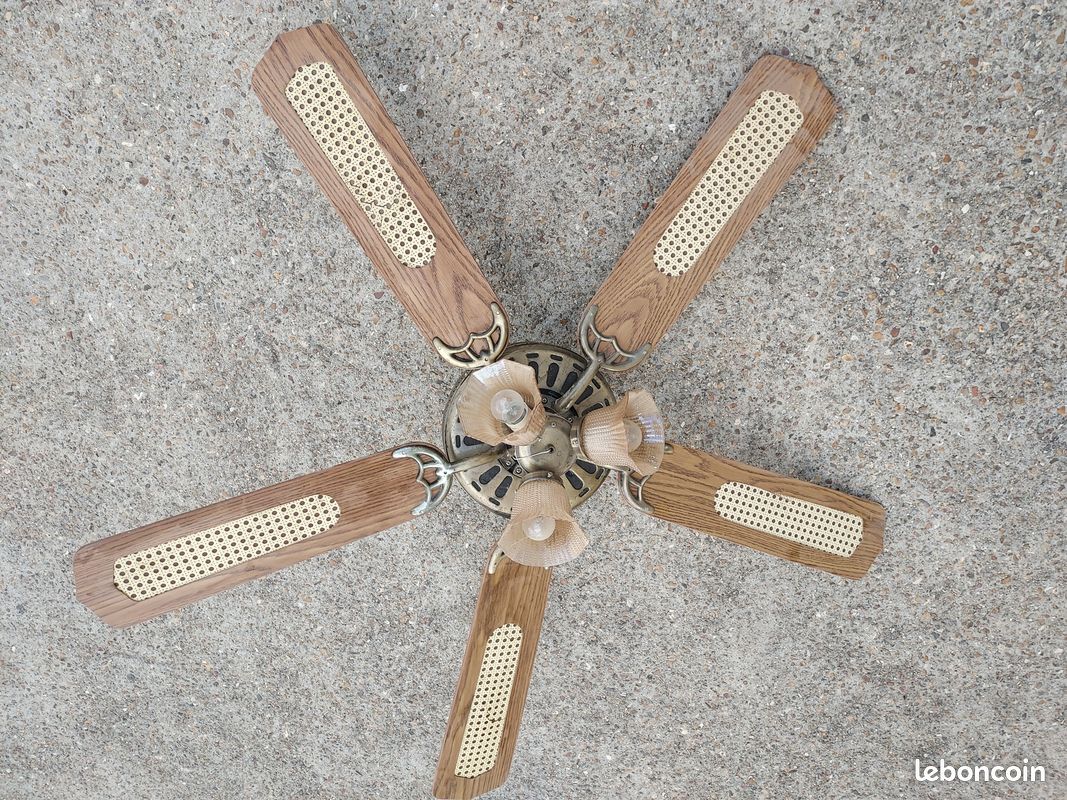 Ventilateur de plafond avec variateur de vitesse éclairage 3 ampoules , 5 pales de 50 cm. Diametre total 120 cm (image 2)