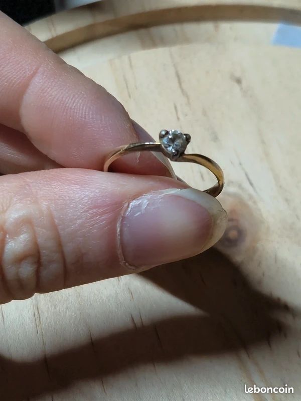 Bague Vintage Plaquée Or Taille 60 - Cristaux Et Diamants - Poinçonnée - Bijou Ancien Rénové