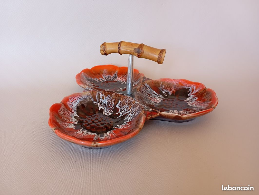 Serviteur Apéritif Vintage Chêne Et Verre Taillé - 34x28 Cm, Bel état
