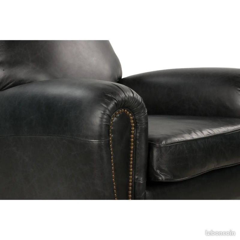 Fauteuil Club en cuir Vintage Cigare (Neuf) - Decoduweb (image 3)