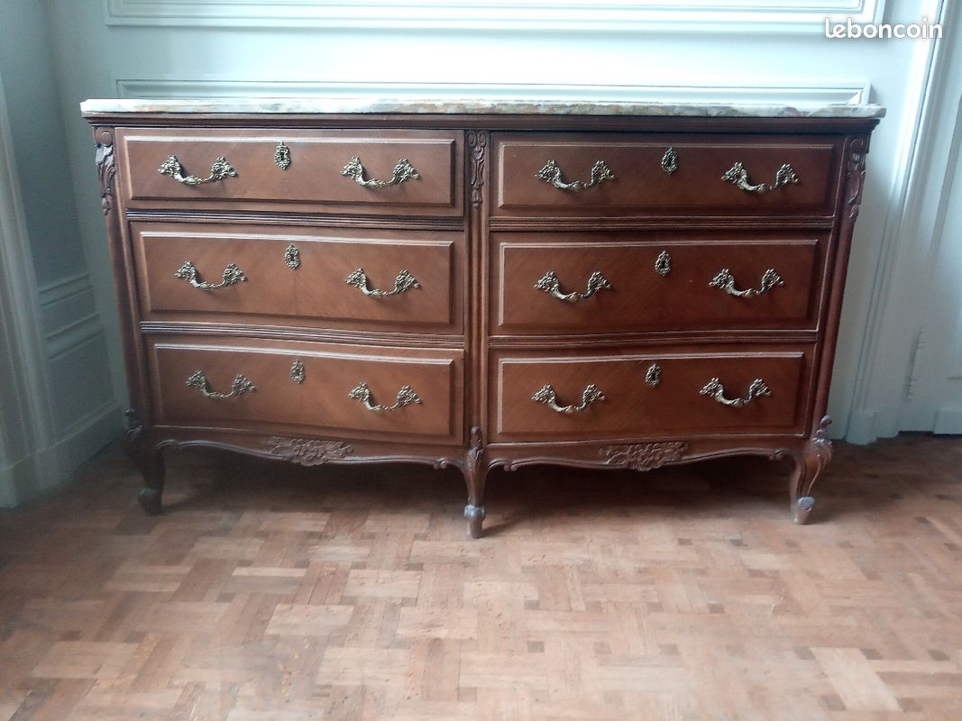 Commode style Louis XV avec marbre (image 2)