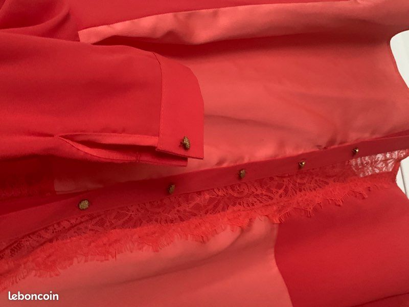 Chemisier neuf T38 polyester et dentelle Jus d’orange neuf jamais porté 38 (image 9)