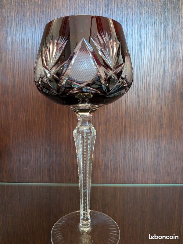 2 ANCIENS VERRES A Vin Roemer Cristal Doubler Colorer Amethyste EUR 80
