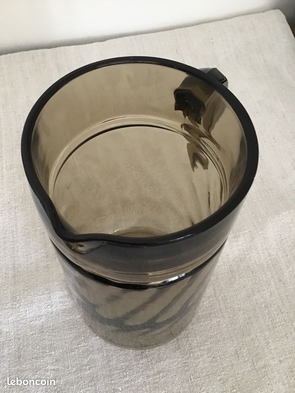 Pichet vintage en verre fumé marron (image 7)