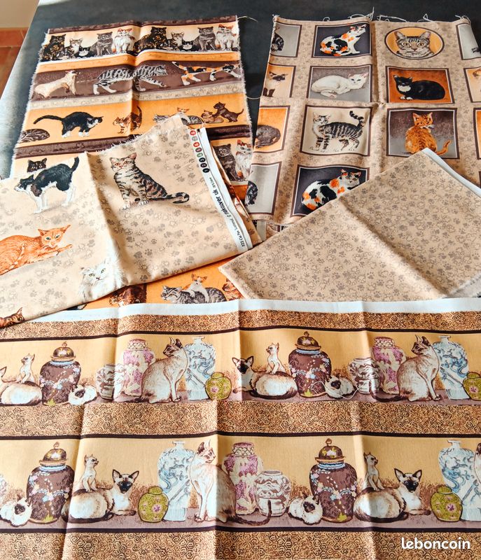 Lot tissus CHATS patchwork couture cartonnage (image 1)