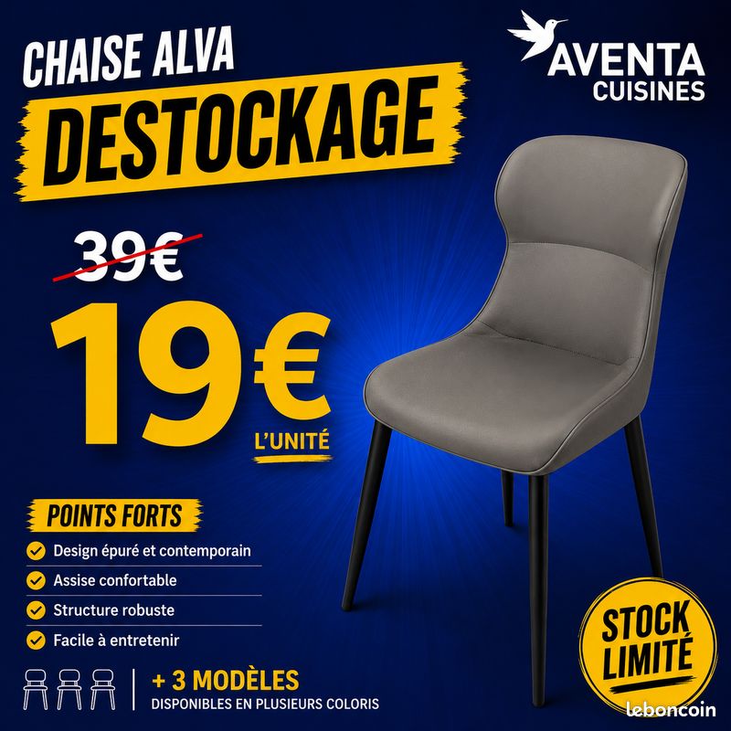 🏆 Chaise CORE Gris – La Chaise Maline à Prix Mini (image 1)